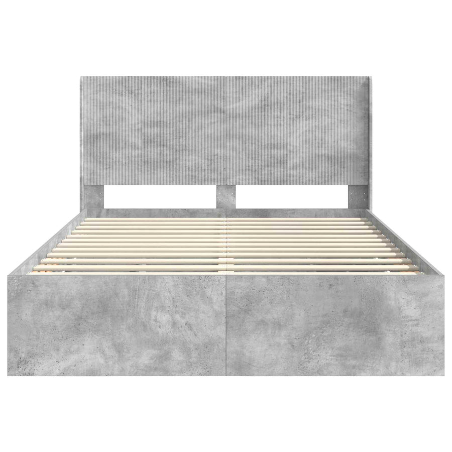 Bedframe met opbergruimte en hoofdbord Betongrijs 140 x 200 cm