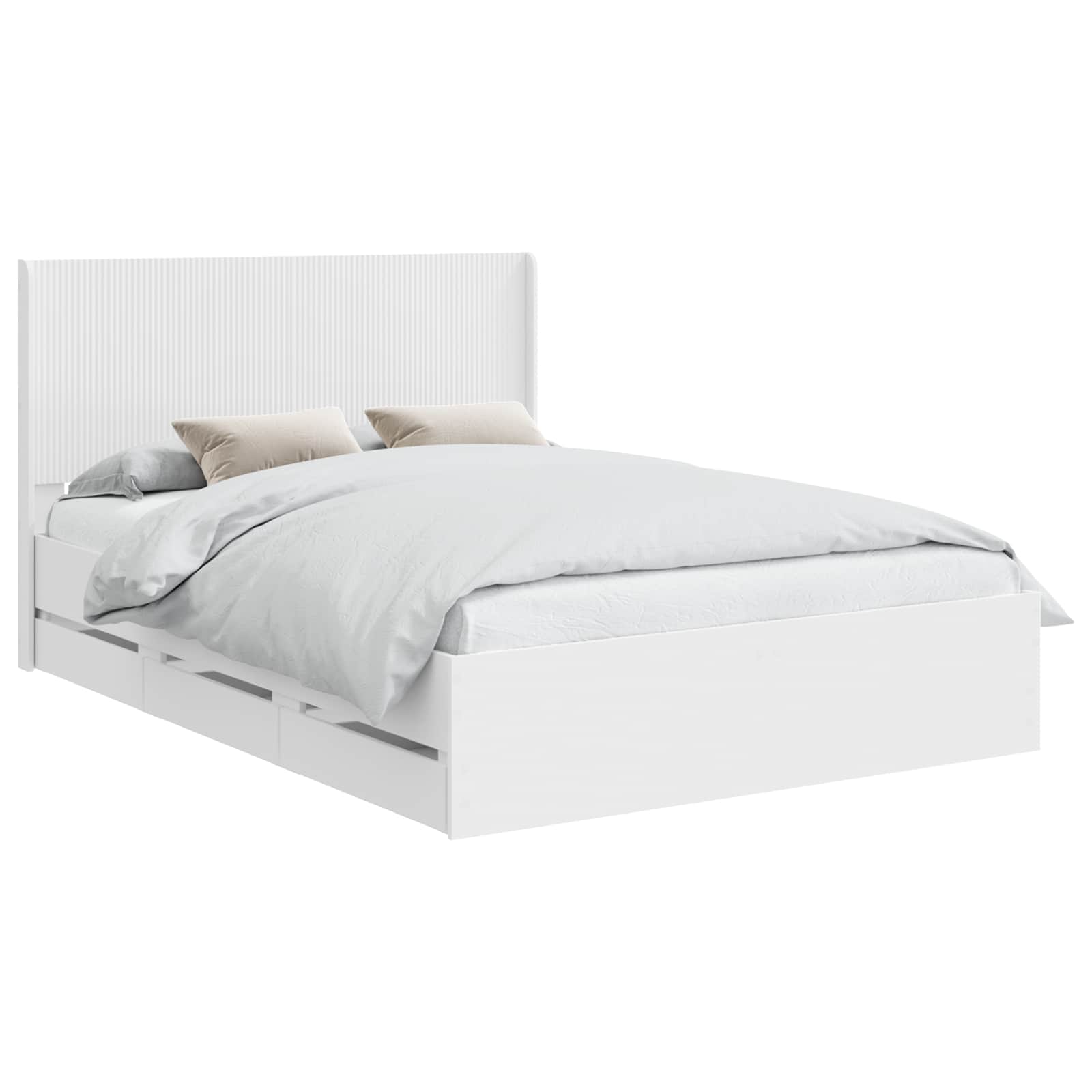 Bedframe met opbergruimte en hoofdbord Wit 140 x 190 cm