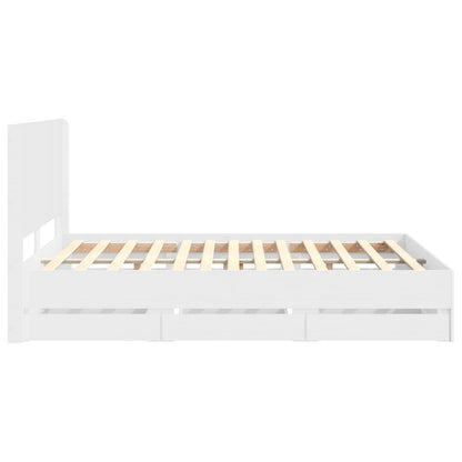 Bedframe met opbergruimte en hoofdbord Wit 140 x 190 cm