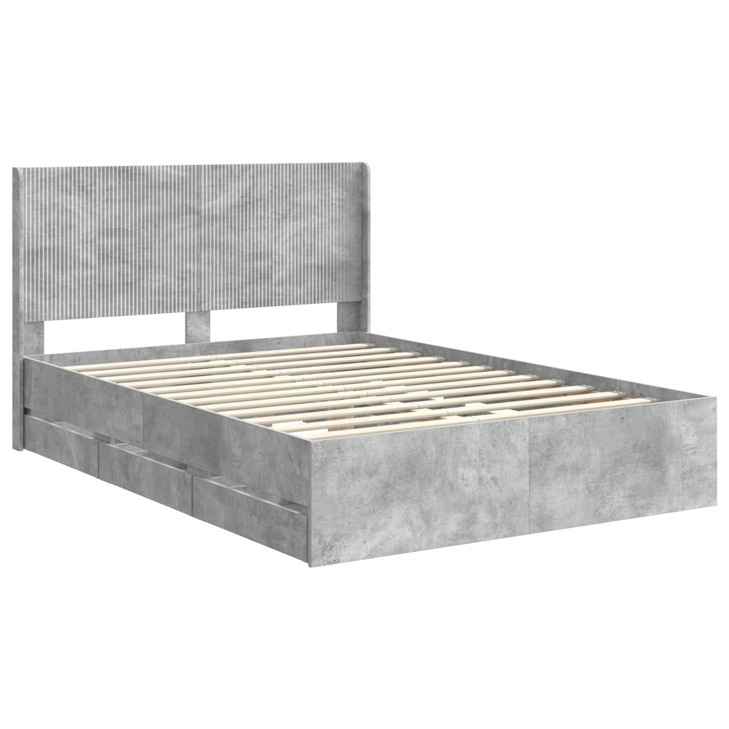 Bedframe met opbergruimte en hoofdbord Betongrijs 140 x 190 cm