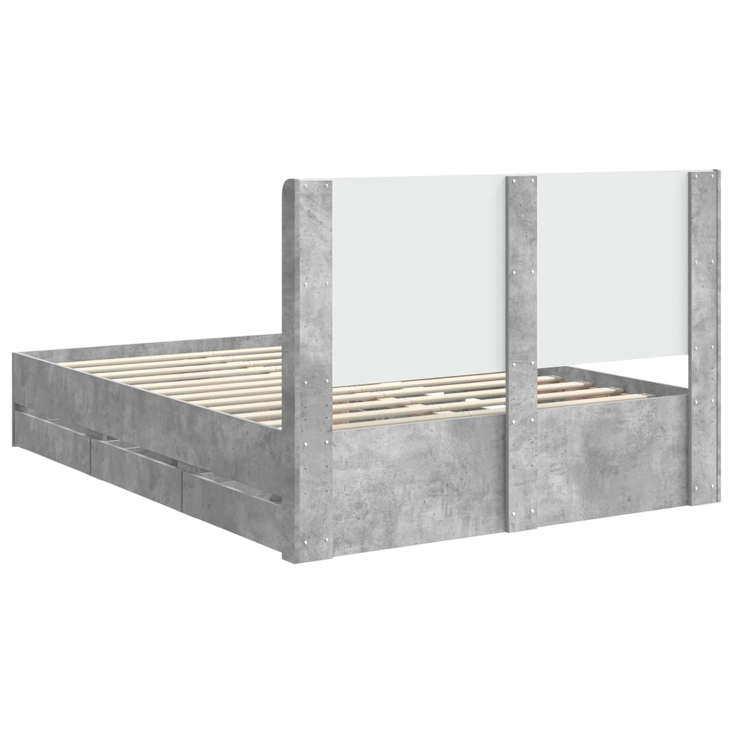 Bedframe met opbergruimte en hoofdbord Betongrijs 140 x 190 cm