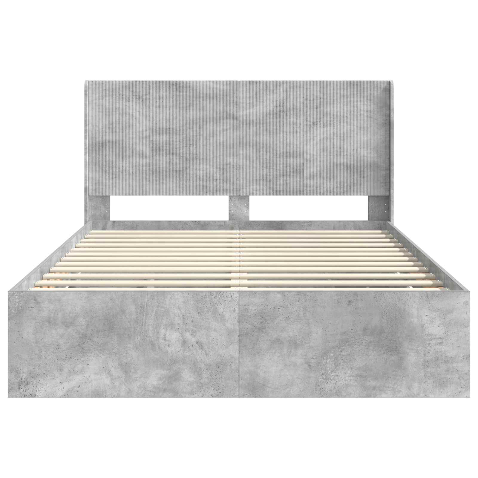 Bedframe met opbergruimte en hoofdbord Betongrijs 140 x 190 cm