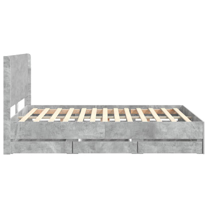 Bedframe met opbergruimte en hoofdbord Betongrijs 140 x 190 cm