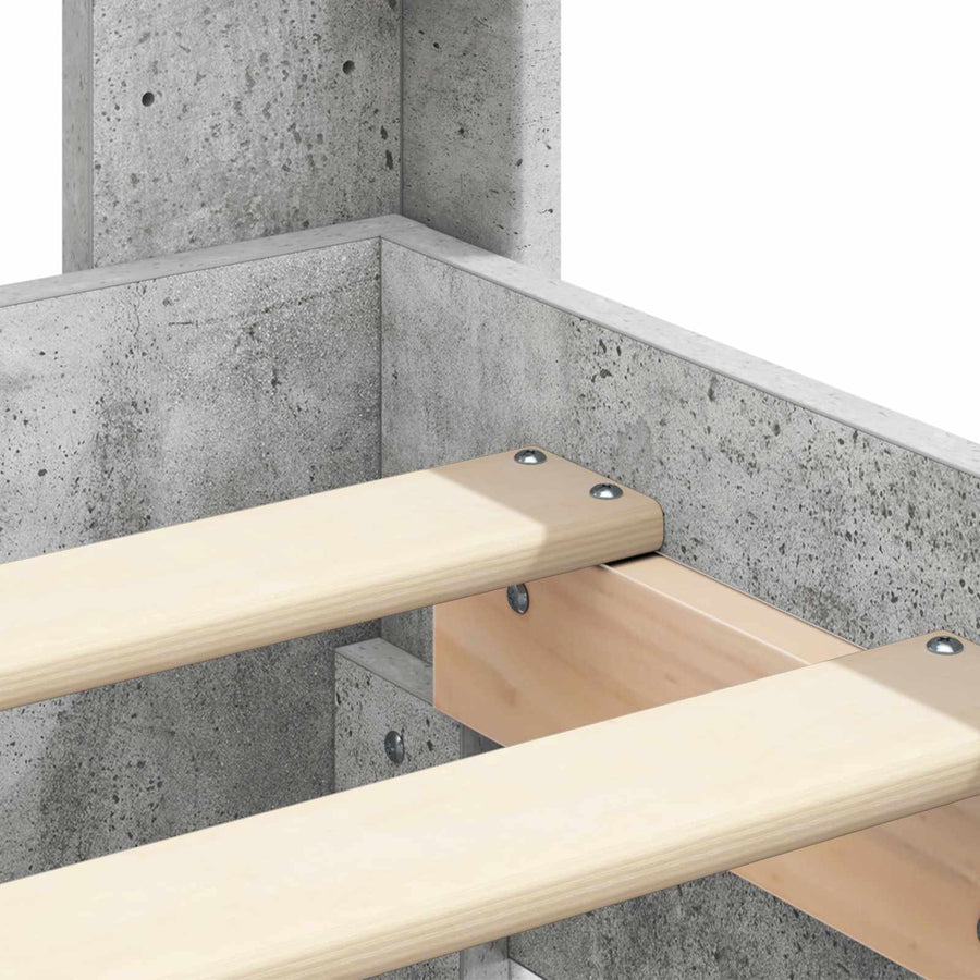 Bedframe met opbergruimte en hoofdbord Betongrijs 135 x 190 cm