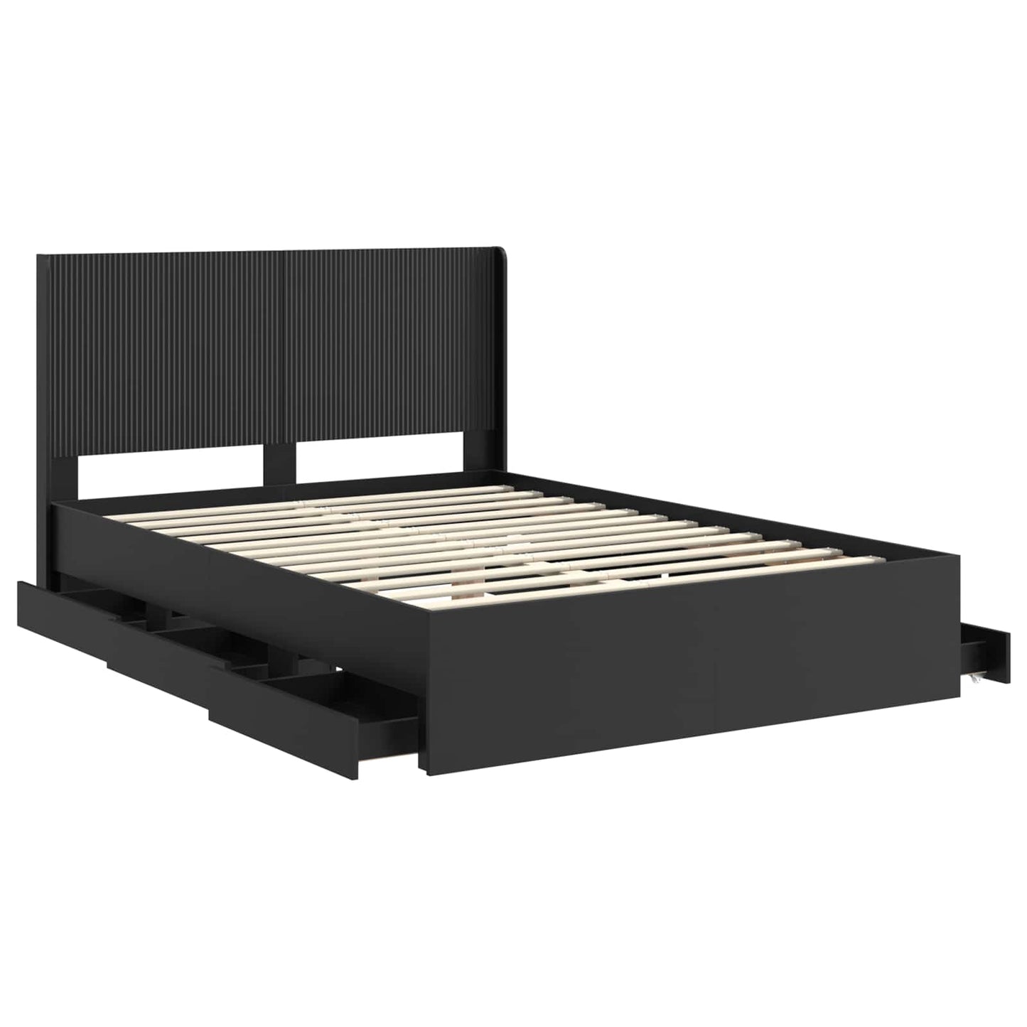Bedframe met opbergruimte en hoofdbord Zwart 120 x 200 cm