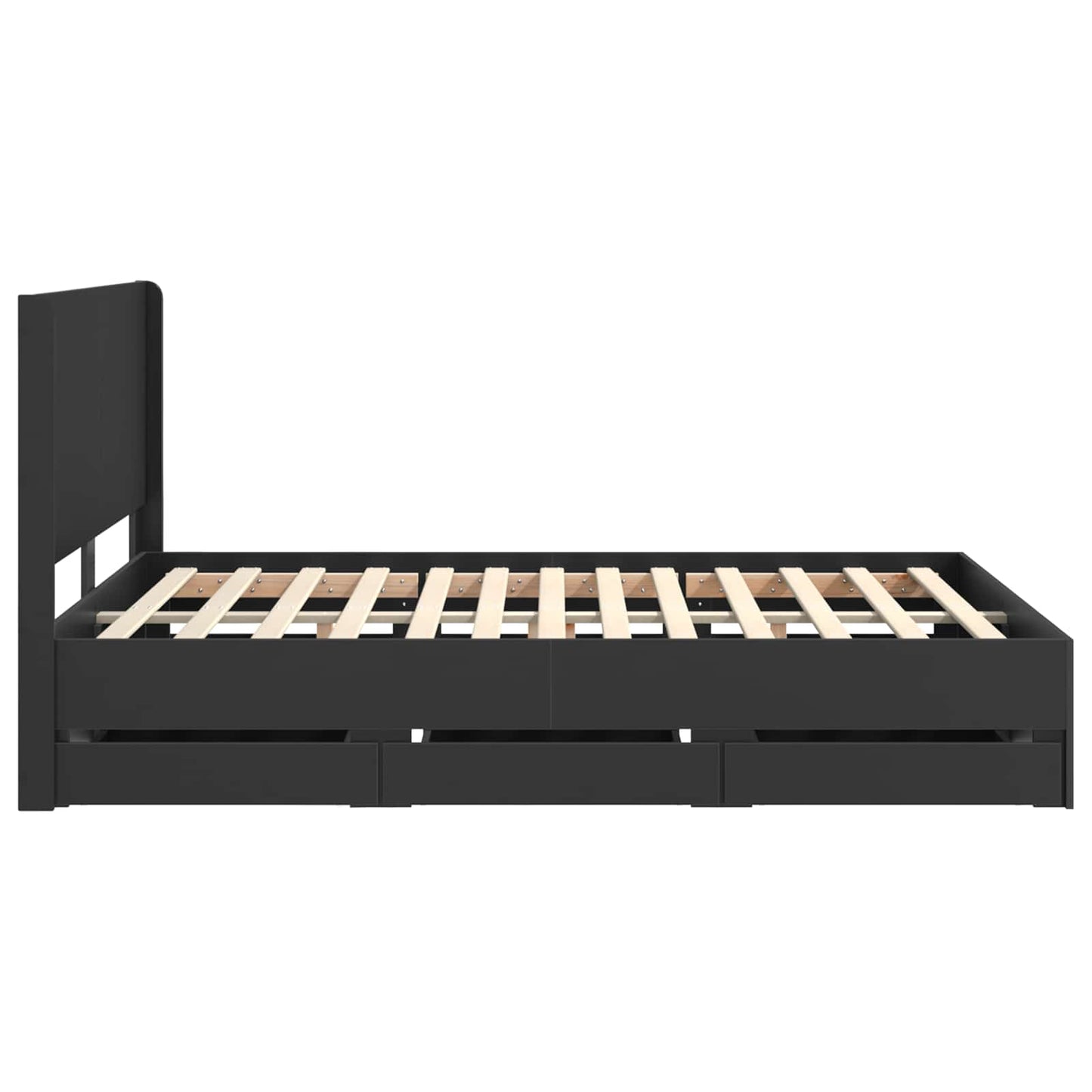 Bedframe met opbergruimte en hoofdbord Zwart 120 x 200 cm
