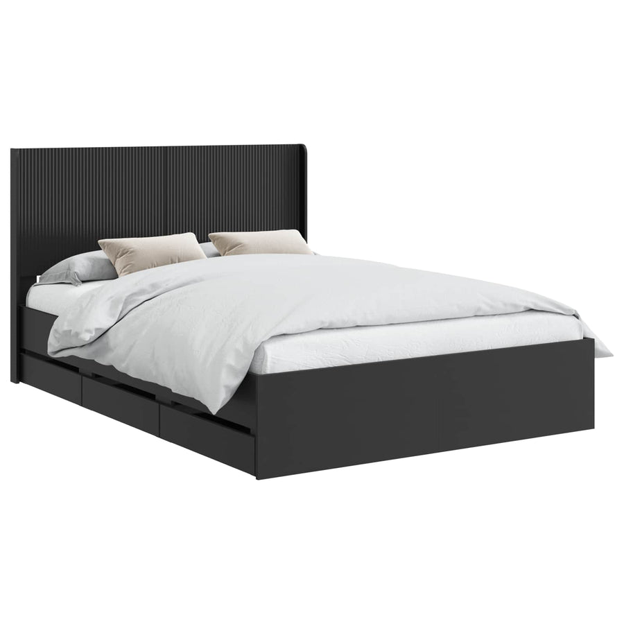 Bedframe met opbergruimte en hoofdbord Zwart 120 x 190 cm