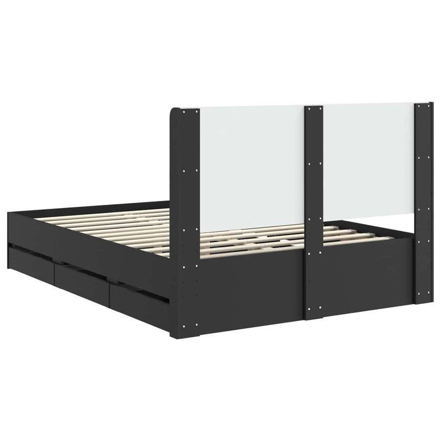 Bedframe met opbergruimte en hoofdbord Zwart 120 x 190 cm