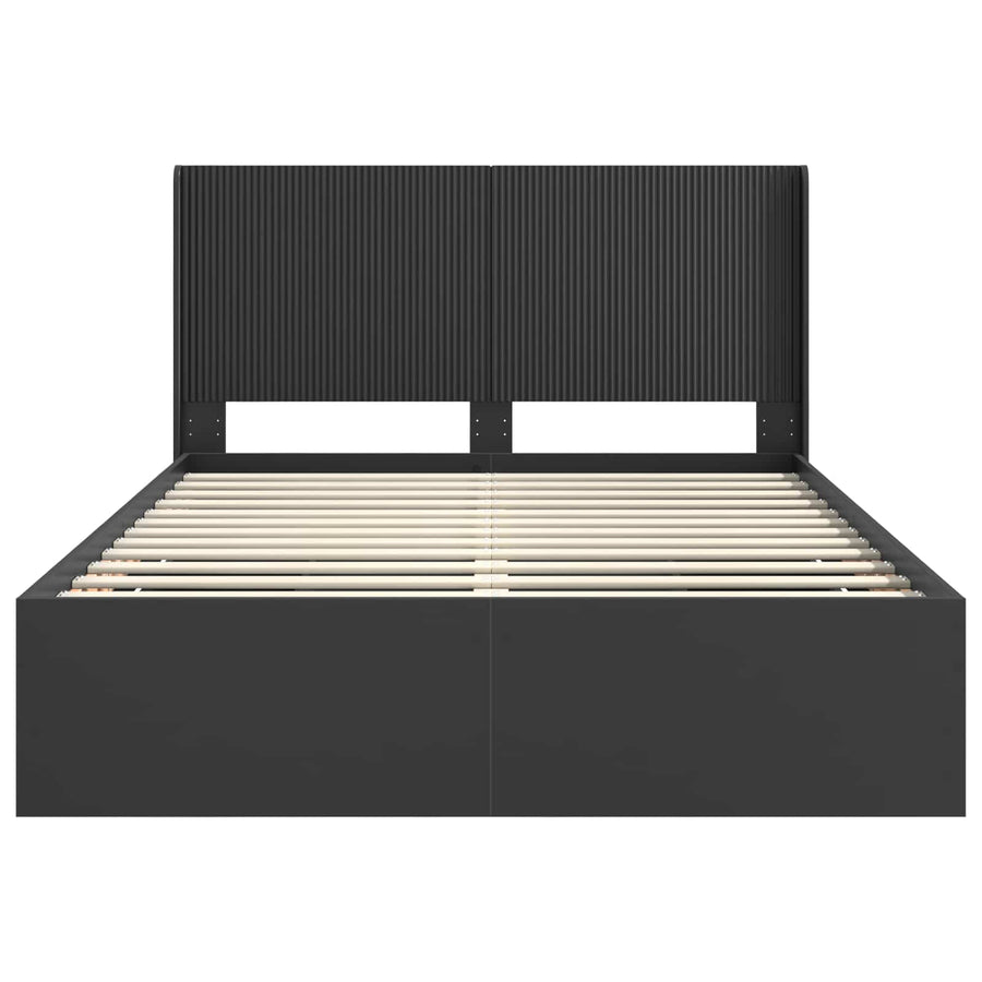 Bedframe met opbergruimte en hoofdbord Zwart 120 x 190 cm