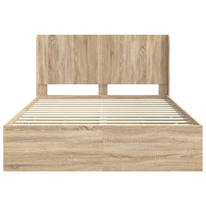 Bedframe met opbergruimte en hoofdbord met lade Sonoma Eiken