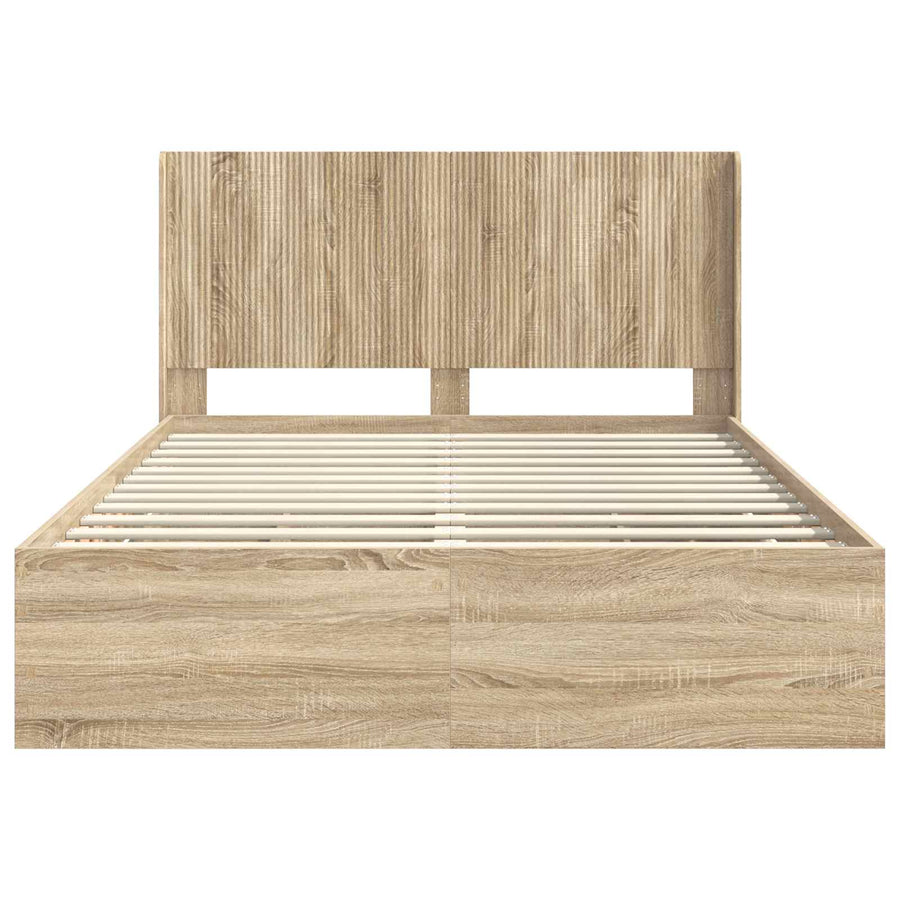 Bedframe met opbergruimte en hoofdbord met lade Sonoma Eiken