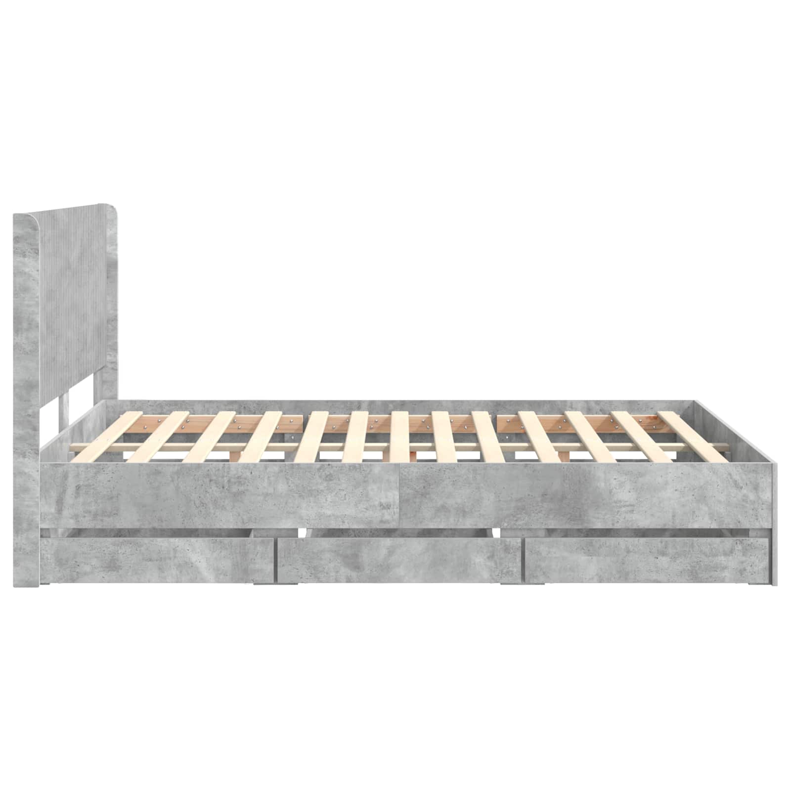 Bedframe met opbergruimte en hoofdbord Betongrijs 120 x 190 cm