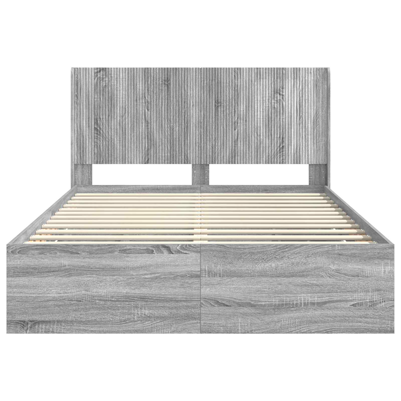 Bedframe met opbergruimte en hoofdbord met lade Grijs sonoma