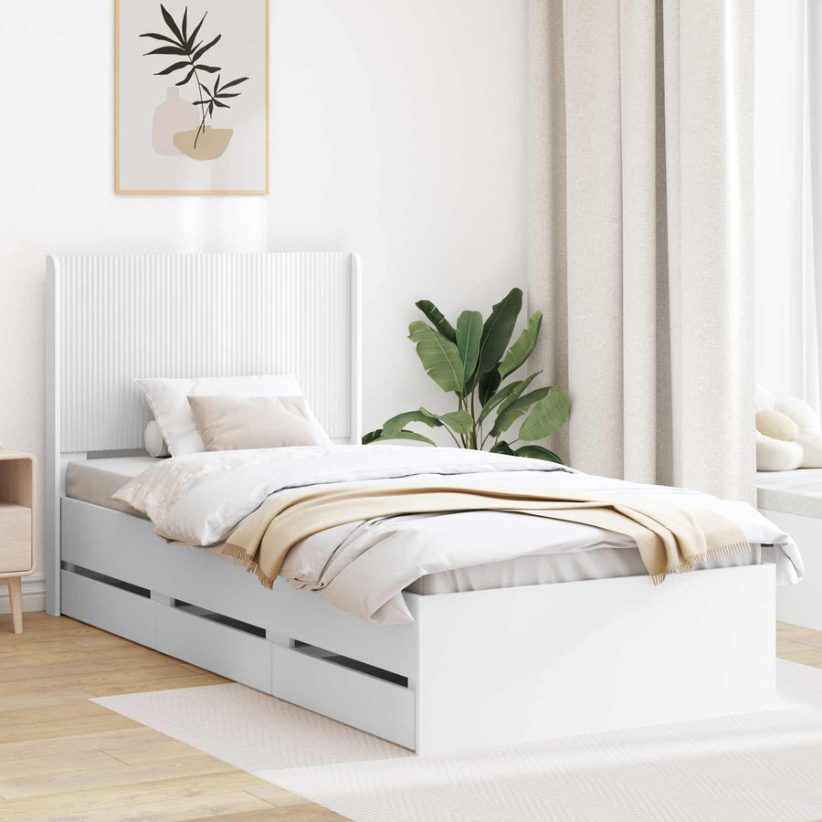 Bedframe met opbergruimte en hoofdbord Wit 100 x 200 cm