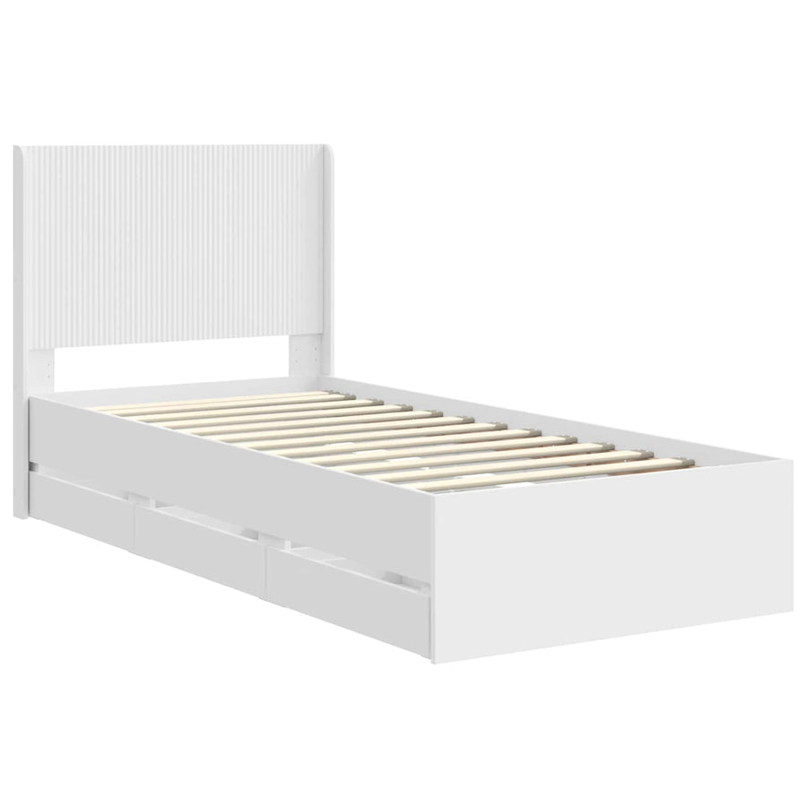 Bedframe met opbergruimte en hoofdbord Wit 100 x 200 cm