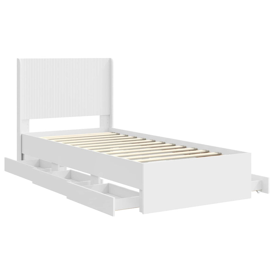 Bedframe met opbergruimte en hoofdbord Wit 100 x 200 cm