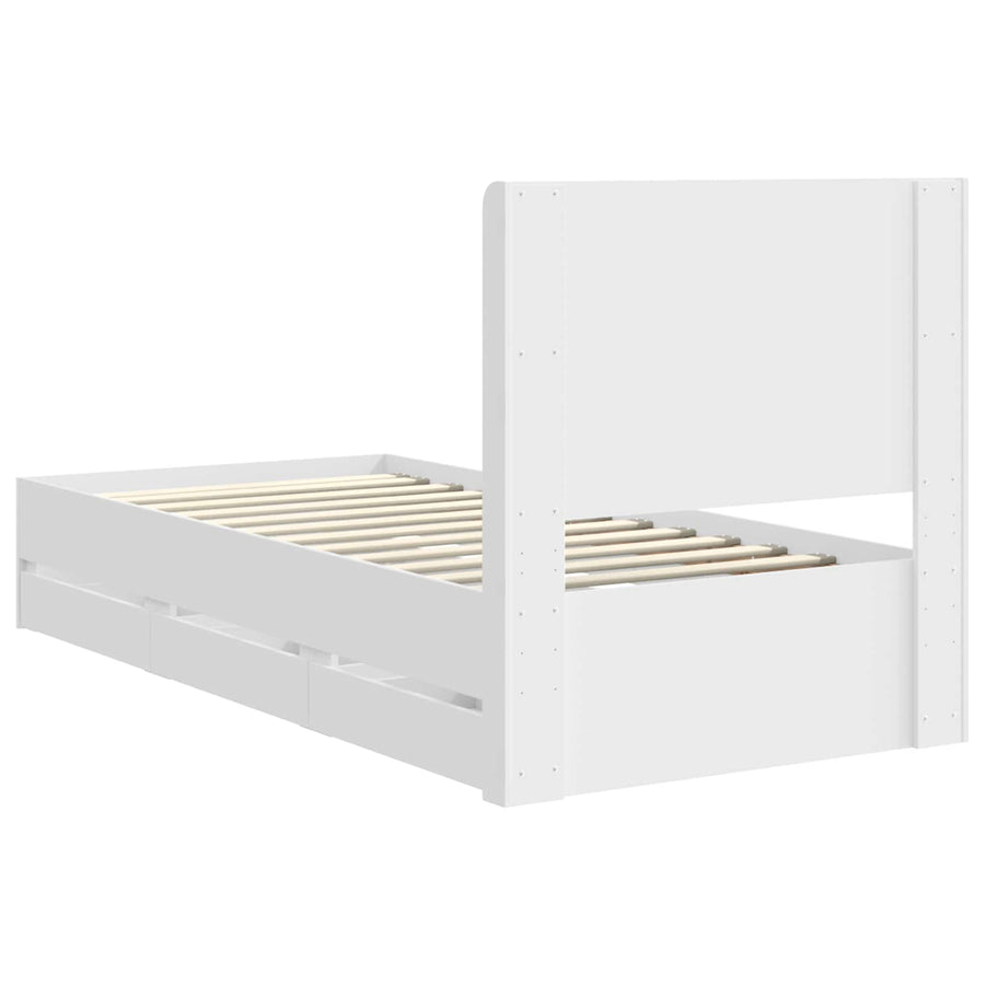 Bedframe met opbergruimte en hoofdbord Wit 100 x 200 cm