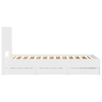 Bedframe met opbergruimte en hoofdbord Wit 100 x 200 cm