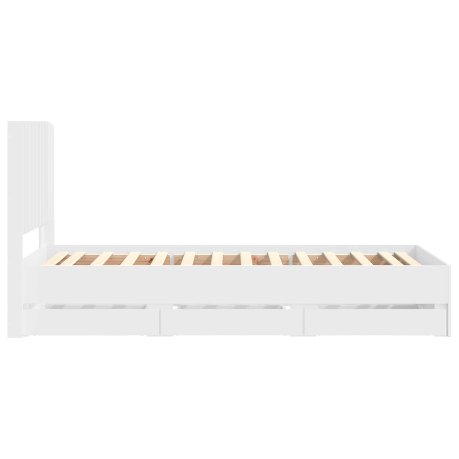 Bedframe met opbergruimte en hoofdbord Wit 100 x 200 cm