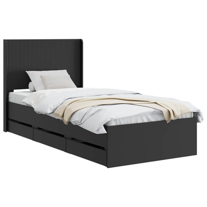 Bedframe met opbergruimte en hoofdbord Zwart 100 x 200 cm