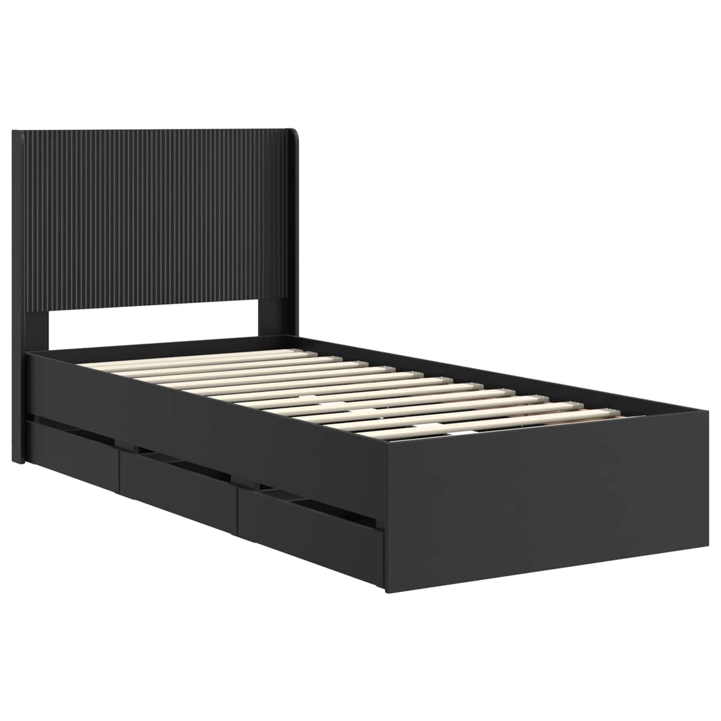 Bedframe met opbergruimte en hoofdbord Zwart 100 x 200 cm
