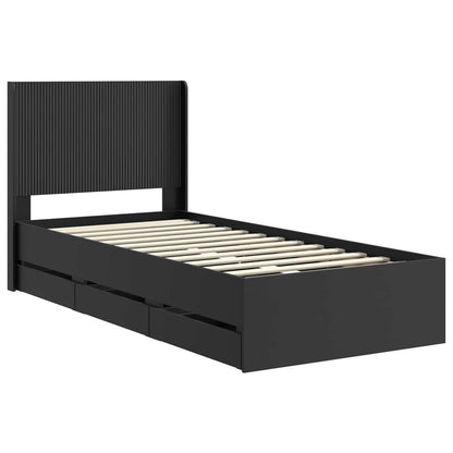 Bedframe met opbergruimte en hoofdbord Zwart 100 x 200 cm