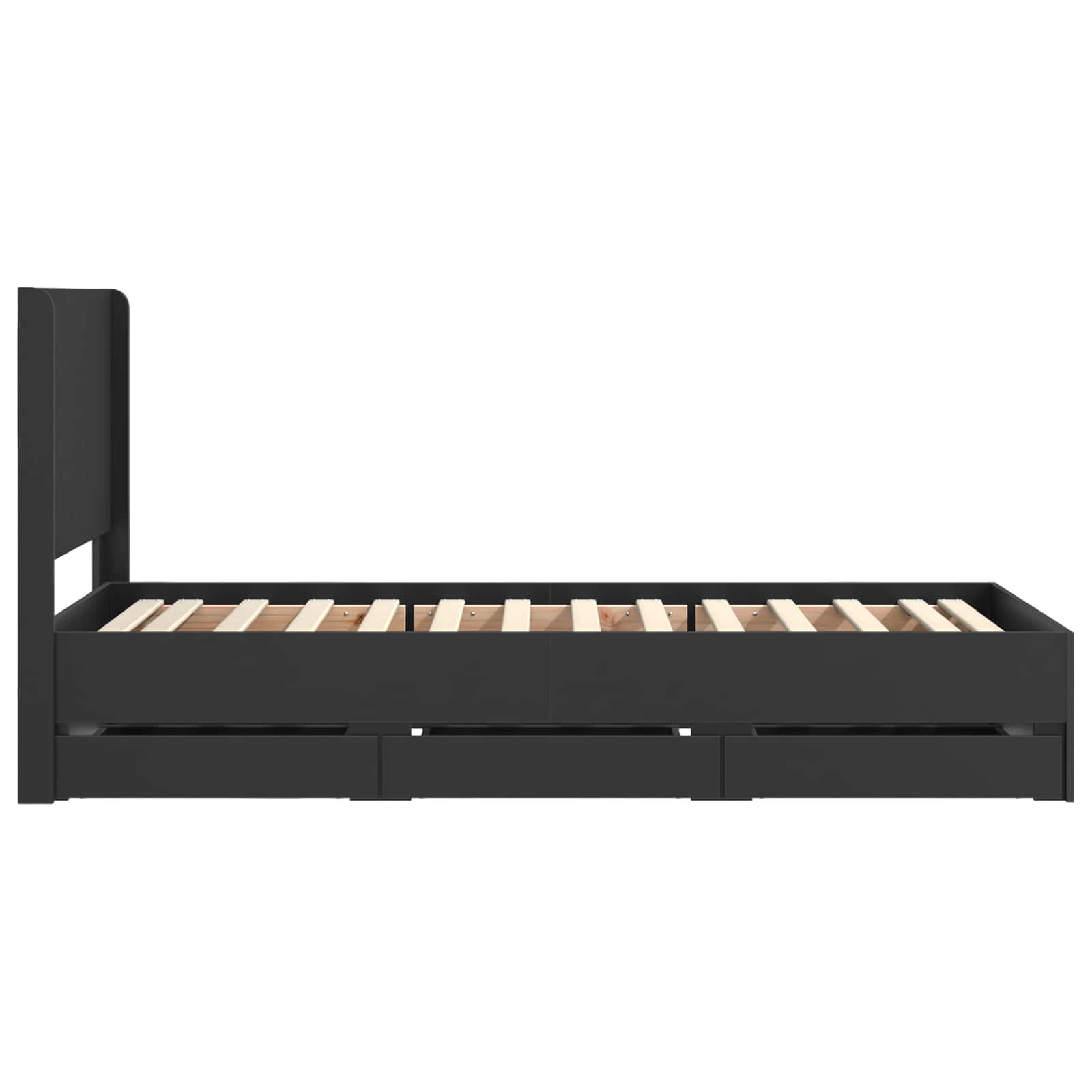 Bedframe met opbergruimte en hoofdbord Zwart 100 x 200 cm