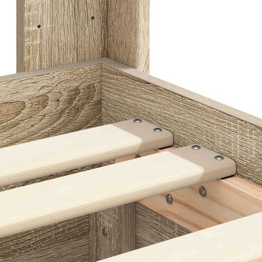 Bedframe met opbergruimte en hoofdbord met lade Sonoma Eiken