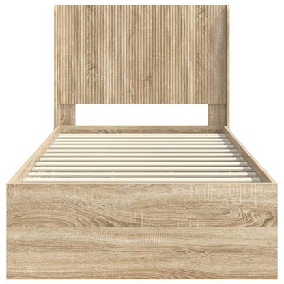Bedframe met opbergruimte en hoofdbord met lade Sonoma Eiken