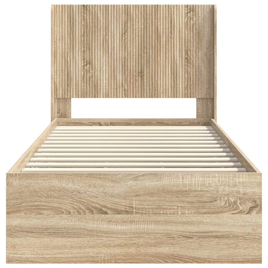 Bedframe met opbergruimte en hoofdbord met lade Sonoma Eiken