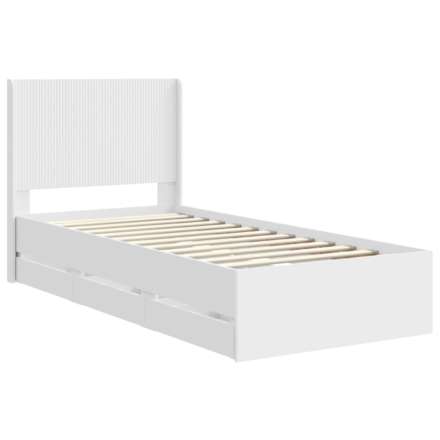 Bedframe met opbergruimte en hoofdbord met lade Wit 90 x 200 cm