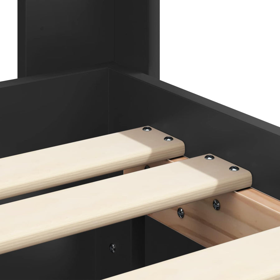 Bedframe met opbergruimte en hoofdbord Zwart 90 x 200 cm