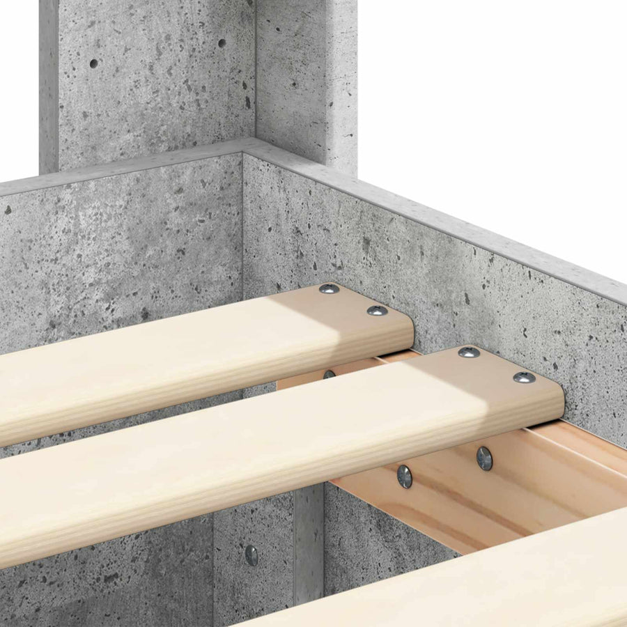 Bedframe met opbergruimte en hoofdbord Betongrijs 90 x 200 cm