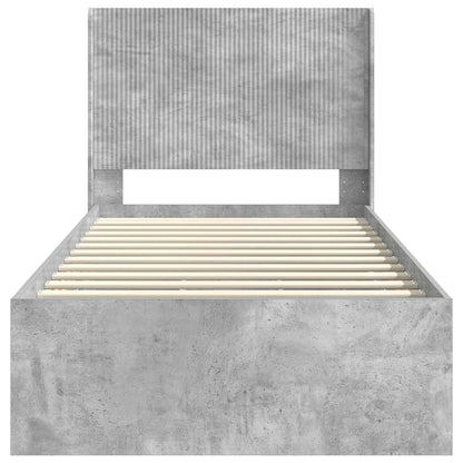 Bedframe met opbergruimte en hoofdbord Betongrijs 90 x 200 cm