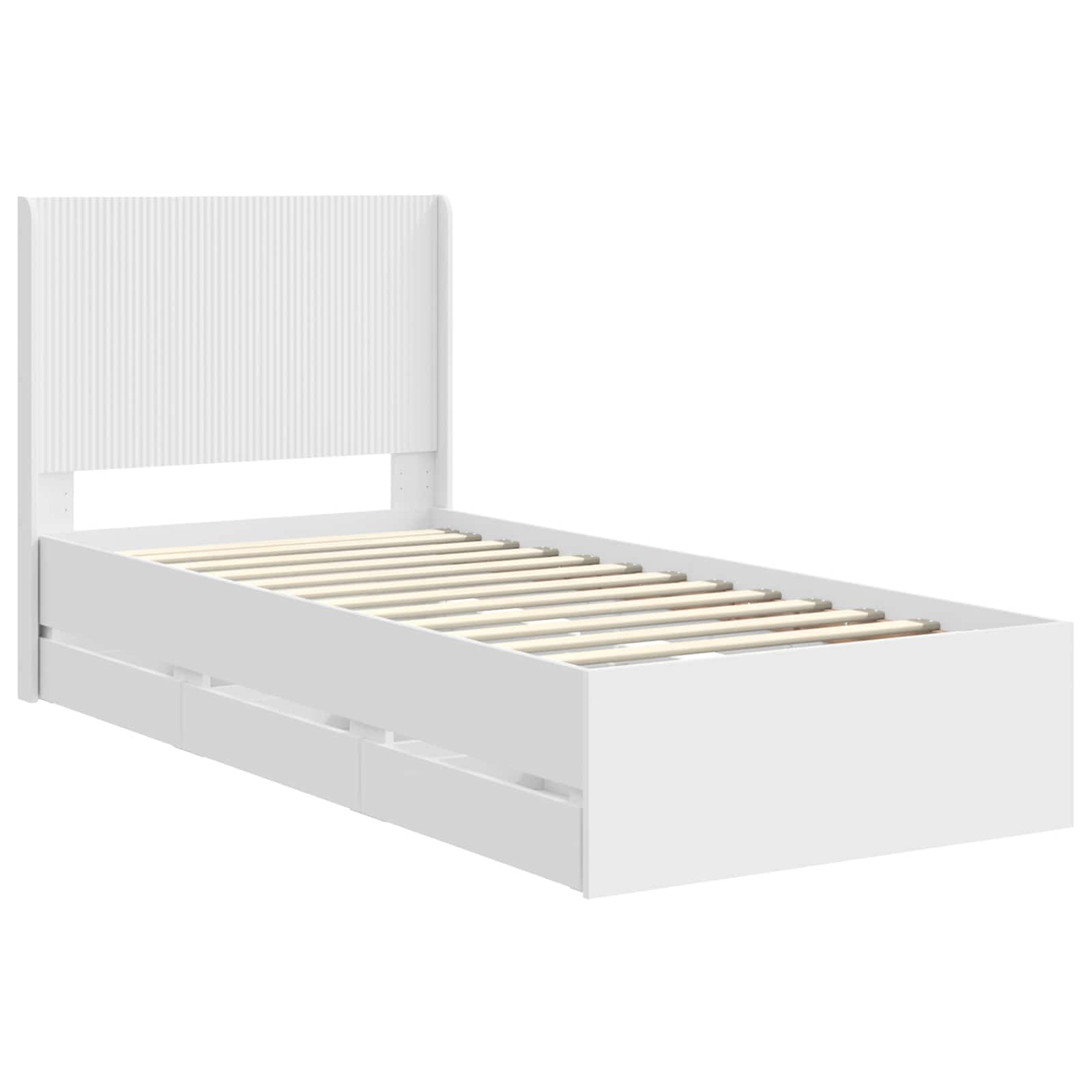 Bedframe met opbergruimte en hoofdbord met lade Wit 90 x 190 cm
