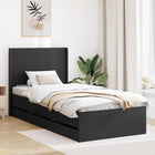 Bedframe met opbergruimte en hoofdbord 90x190 cm zwart