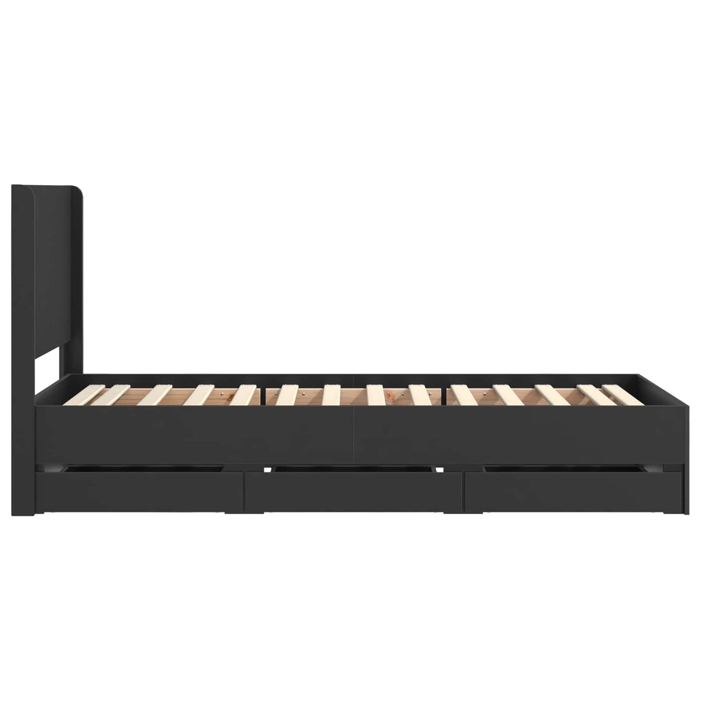Bedframe met opbergruimte en hoofdbord Zwart 90 x 190 cm
