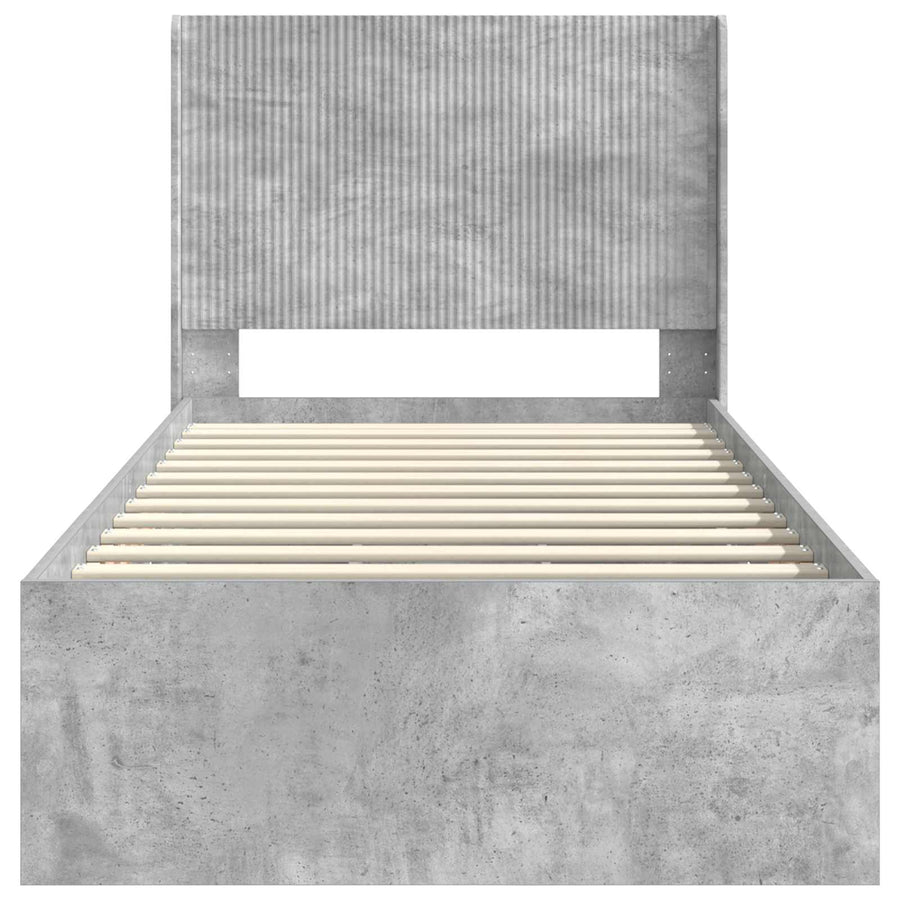 Bedframe met opbergruimte en hoofdbord Betongrijs 90 x 190 cm