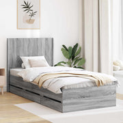 Bedframe met opbergruimte 90x190 cm grijs sonoma
