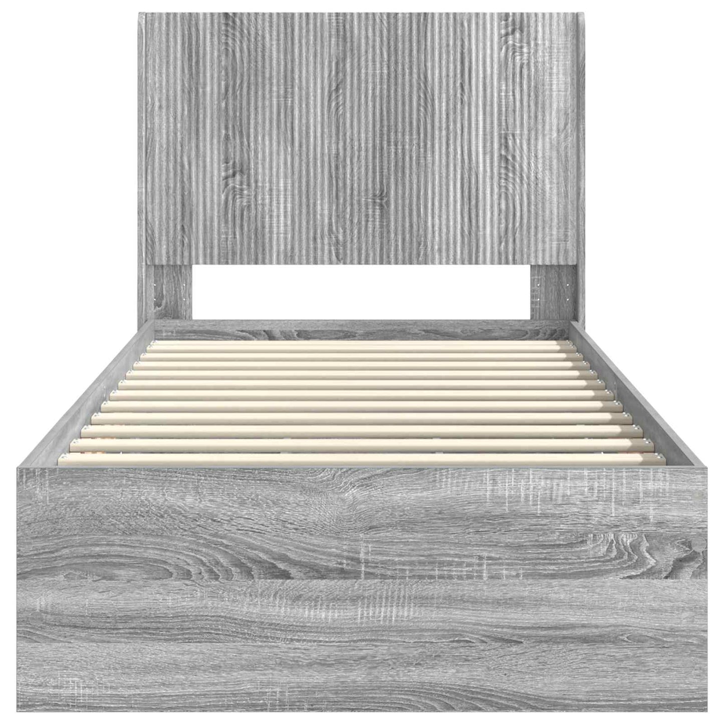 Bedframe met opbergruimte en hoofdbord Grijs sonoma 90 x 190 cm
