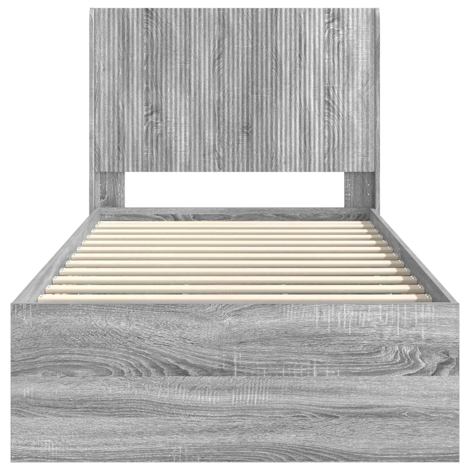Bedframe met opbergruimte en hoofdbord Grijs sonoma 90 x 190 cm