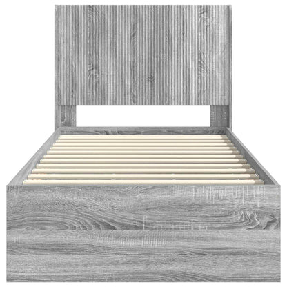 Bedframe met opbergruimte en hoofdbord Grijs sonoma 90 x 190 cm