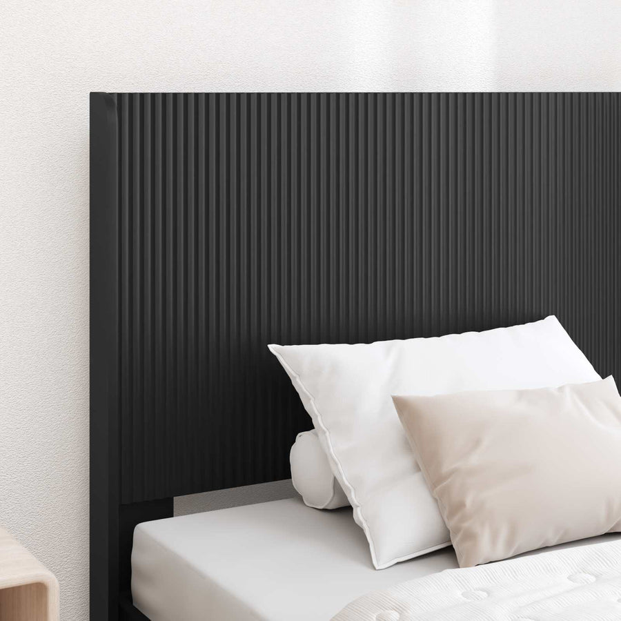 Bedframe met opbergruimte en hoofdbord Zwart 75 x 190 cm