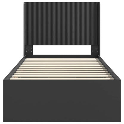 Bedframe met opbergruimte en hoofdbord Zwart 75 x 190 cm