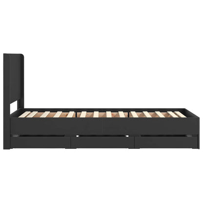 Bedframe met opbergruimte en hoofdbord Zwart 75 x 190 cm