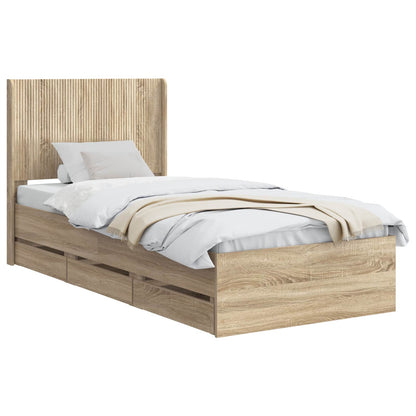 Bedframe met opbergruimte en hoofdbord Sonoma Eiken 75 x 190 cm