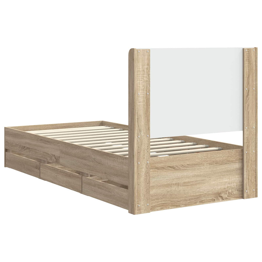 Bedframe met opbergruimte en hoofdbord Sonoma Eiken 75 x 190 cm