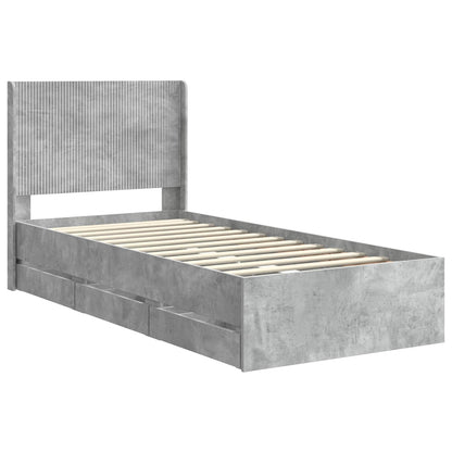 Bedframe met opbergruimte en hoofdbord Betongrijs 75 x 190 cm