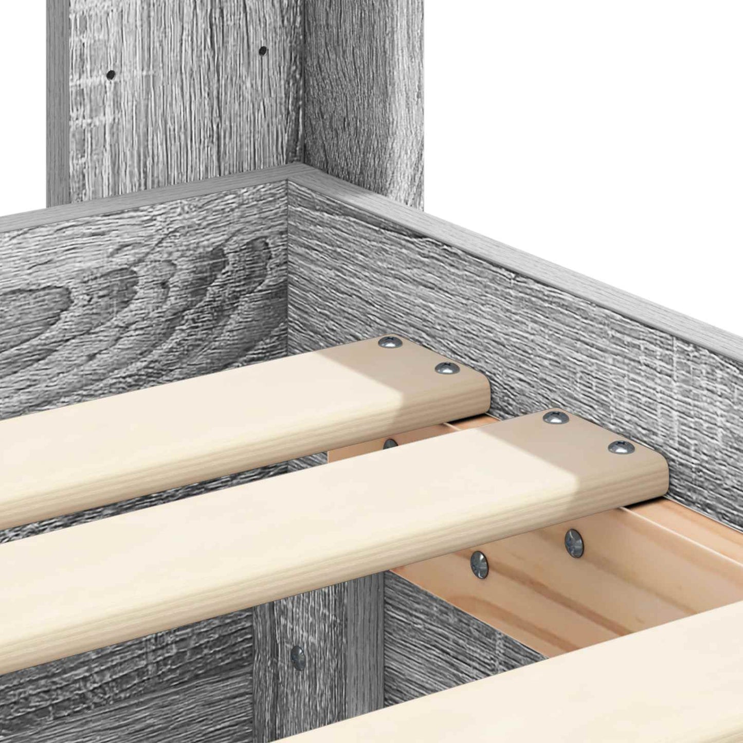Bedframe met opbergruimte en hoofdbord Grijs sonoma 75 x 190 cm