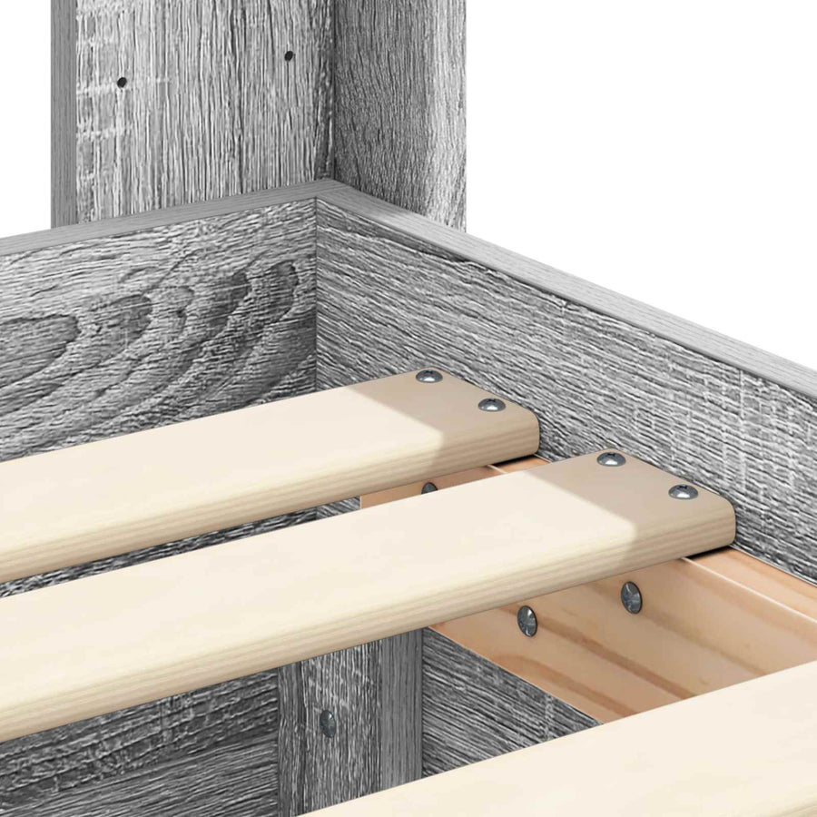 Bedframe met opbergruimte en hoofdbord Grijs sonoma 75 x 190 cm